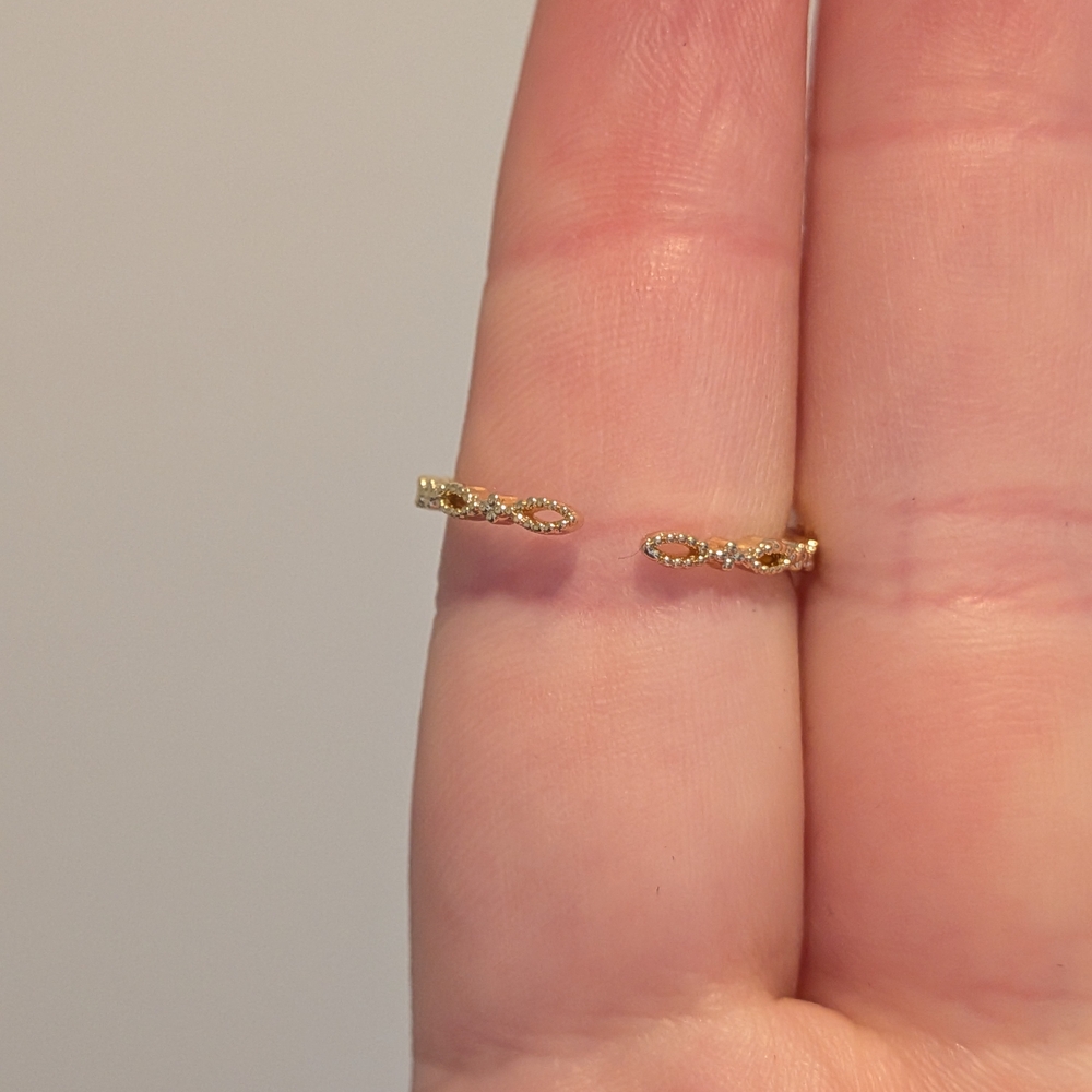 Flower Pair Adjustable Ring With Textured Band - image 2